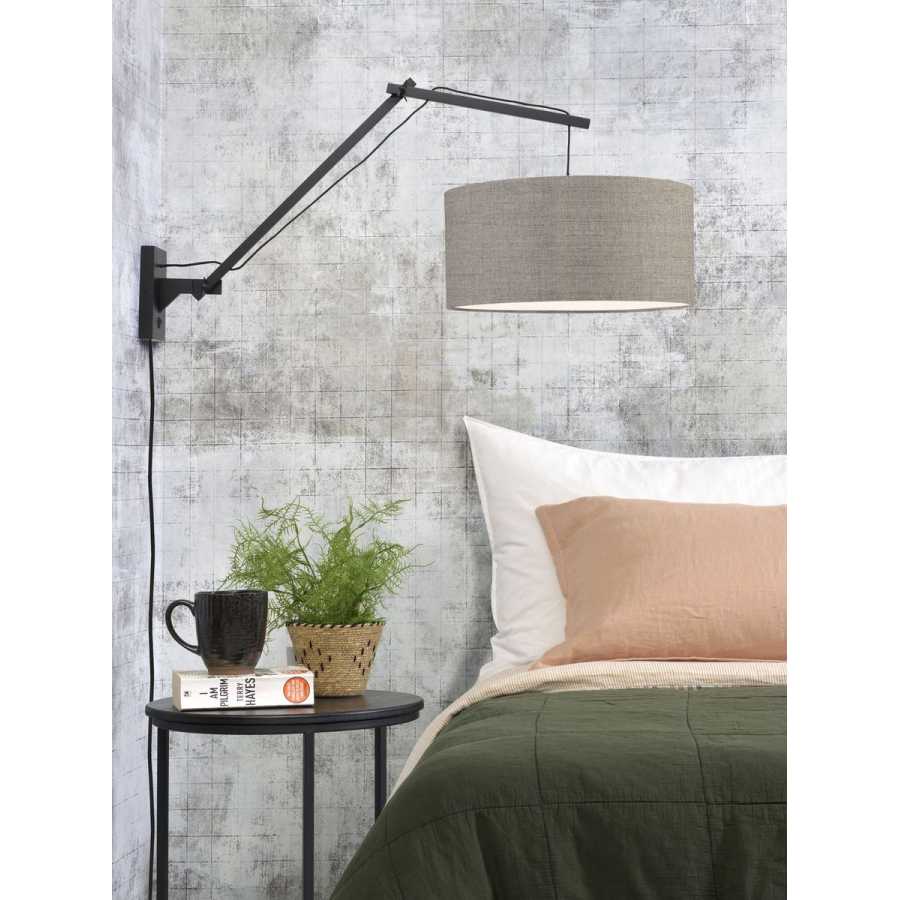 Good&Mojo Andes Long Arm Wall Light - Dark Linen & Black - Large