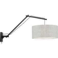 Good&Mojo Andes Long Arm Wall Light - Light Linen & Black