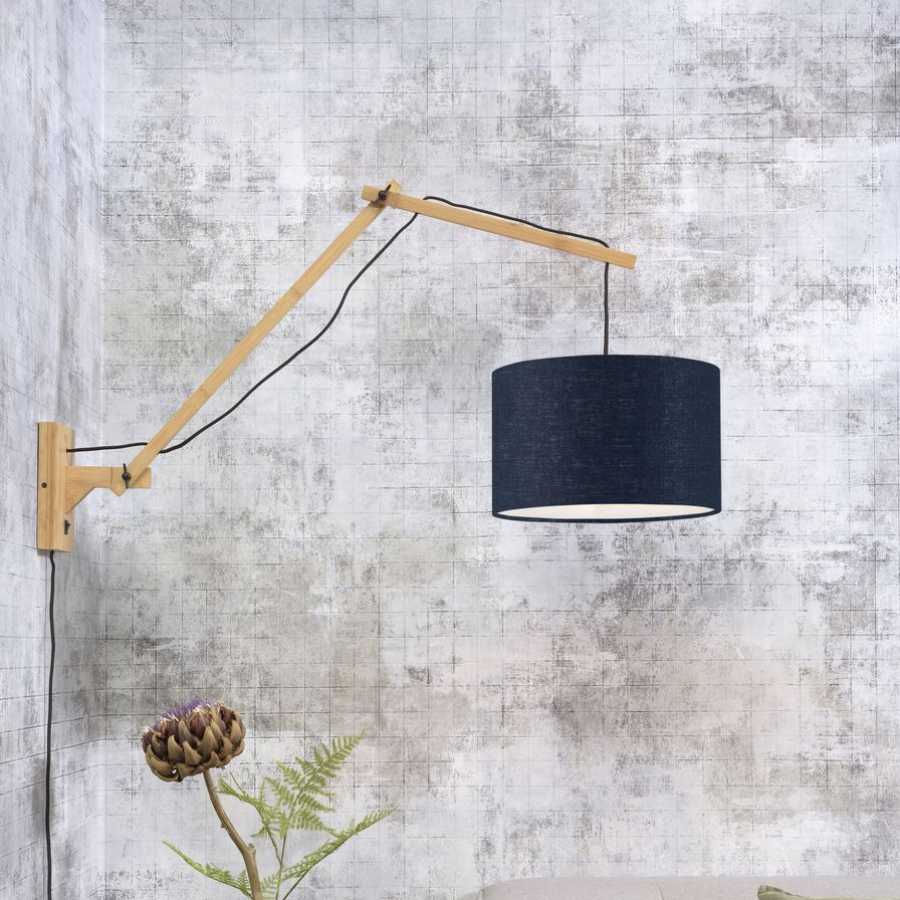 Good&Mojo Andes Long Arm Wall Light - Denim Blue & Natural - Small