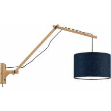 Good&Mojo Andes Long Arm Wall Light - Denim Blue & Natural