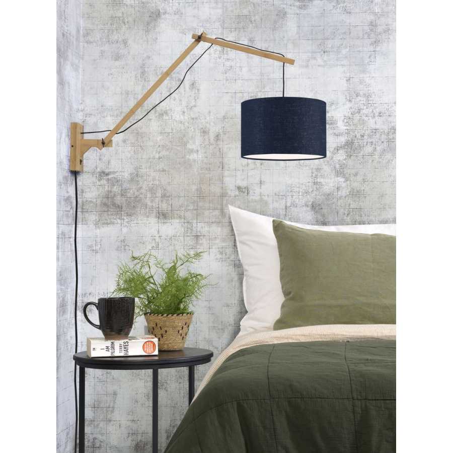 Good&Mojo Andes Long Arm Wall Light - Denim Blue & Natural - Small