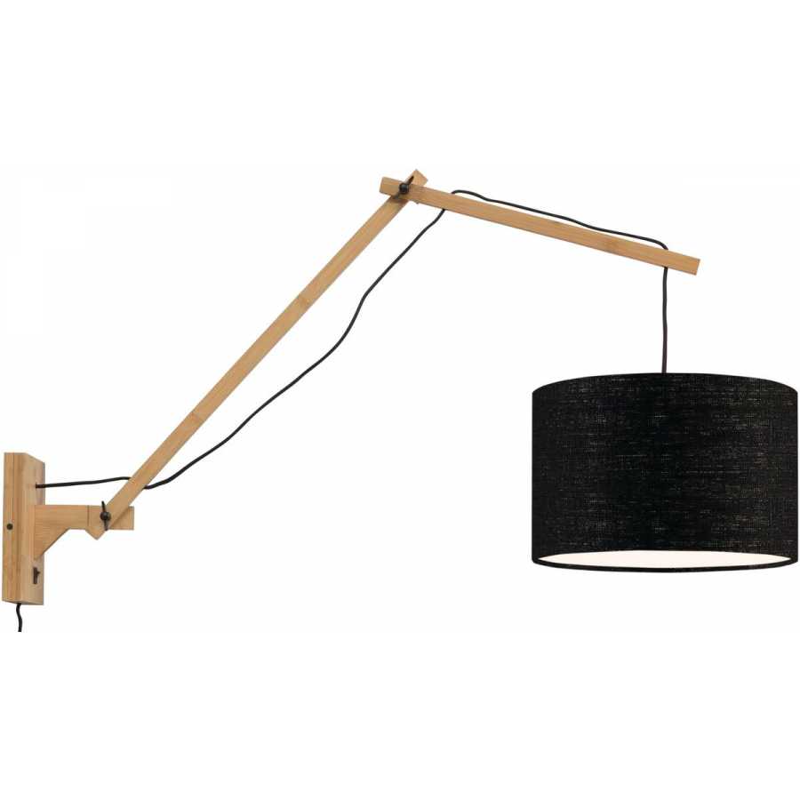 Good&Mojo Andes Long Arm Wall Light - Black & Natural - Small