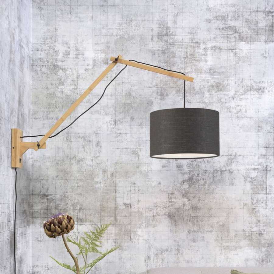 Good&Mojo Andes Long Arm Wall Light - Dark Grey & Natural - Small