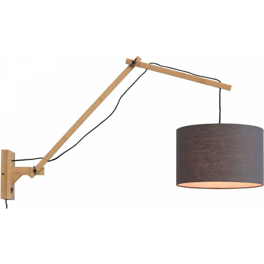 Good&Mojo Andes Long Arm Wall Light - Dark Grey & Natural - Small