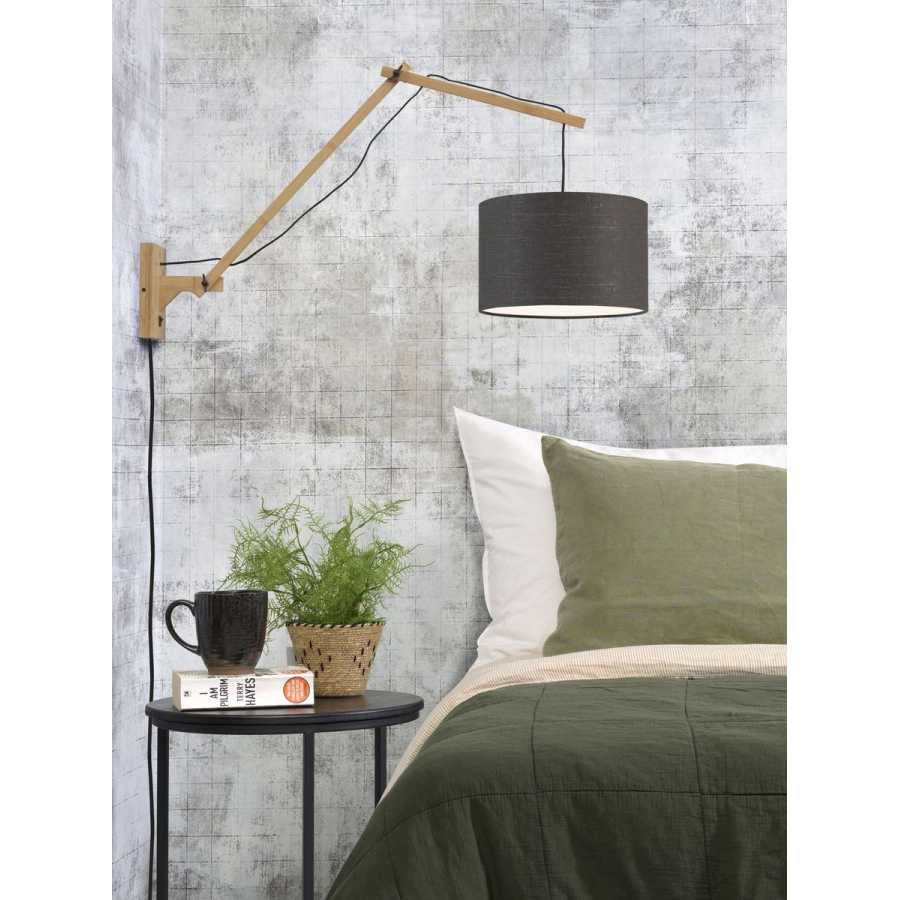 Good&Mojo Andes Long Arm Wall Light - Dark Grey & Natural - Small