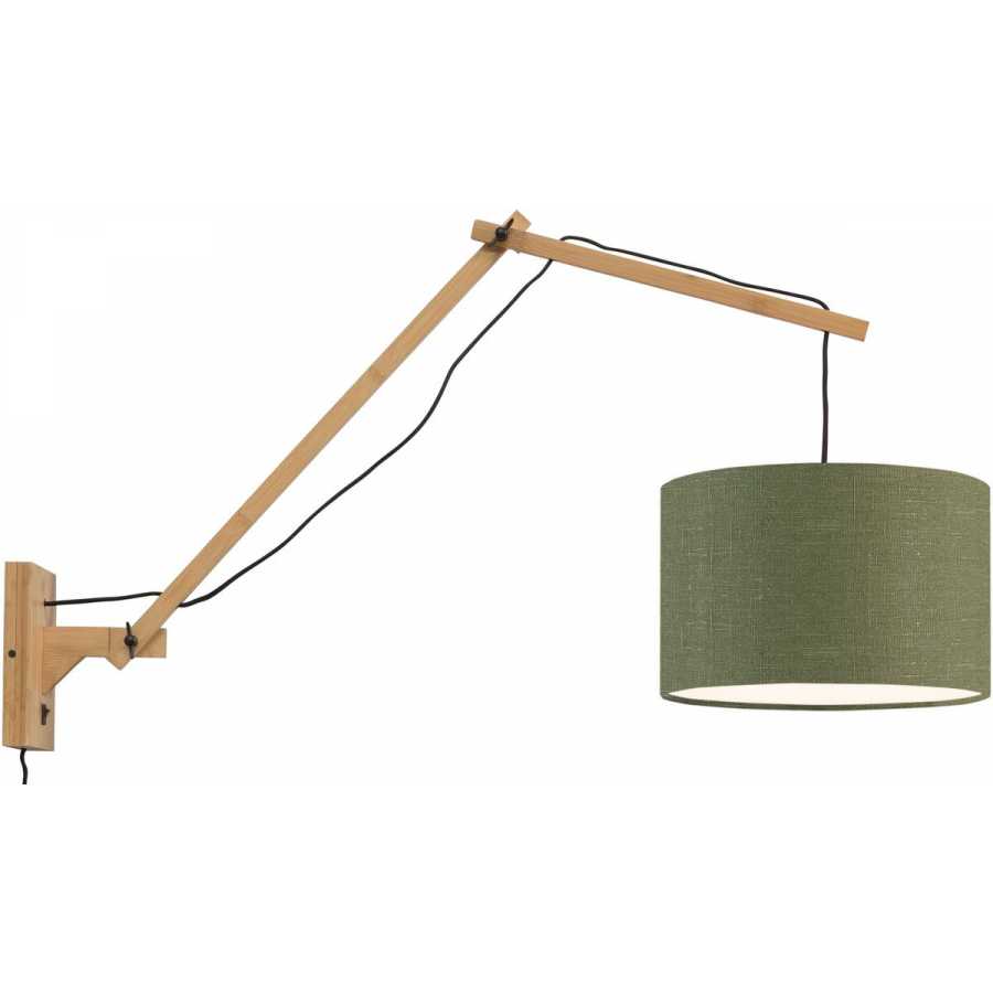 Good&Mojo Andes Long Arm Wall Light - Forest Green & Natural - Small