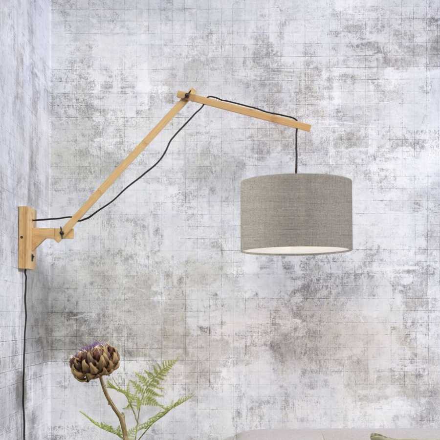 Good&Mojo Andes Long Arm Wall Light - Dark Linen & Natural - Small