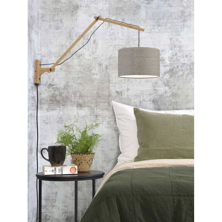 Good&Mojo Andes Long Arm Wall Light - Dark Linen & Natural - Small