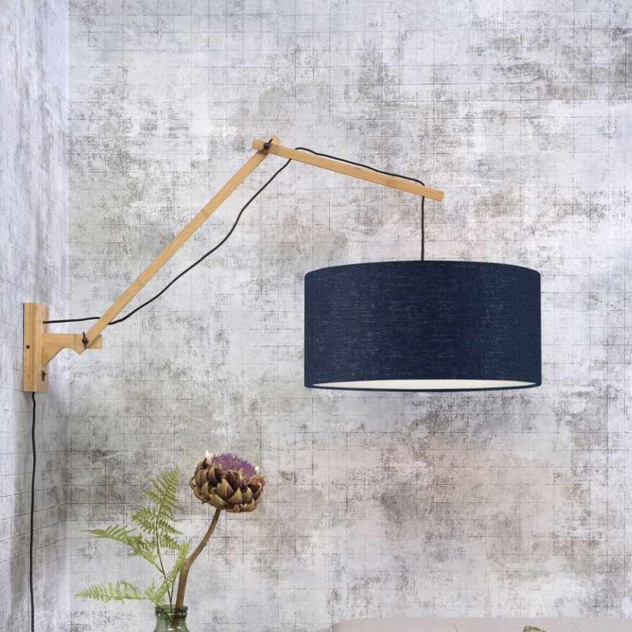 Good&Mojo Andes Long Arm Wall Light - Denim Blue & Natural - Large