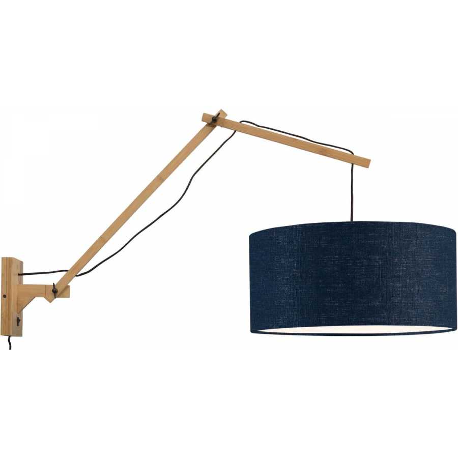 Good&Mojo Andes Long Arm Wall Light - Denim Blue & Natural - Large