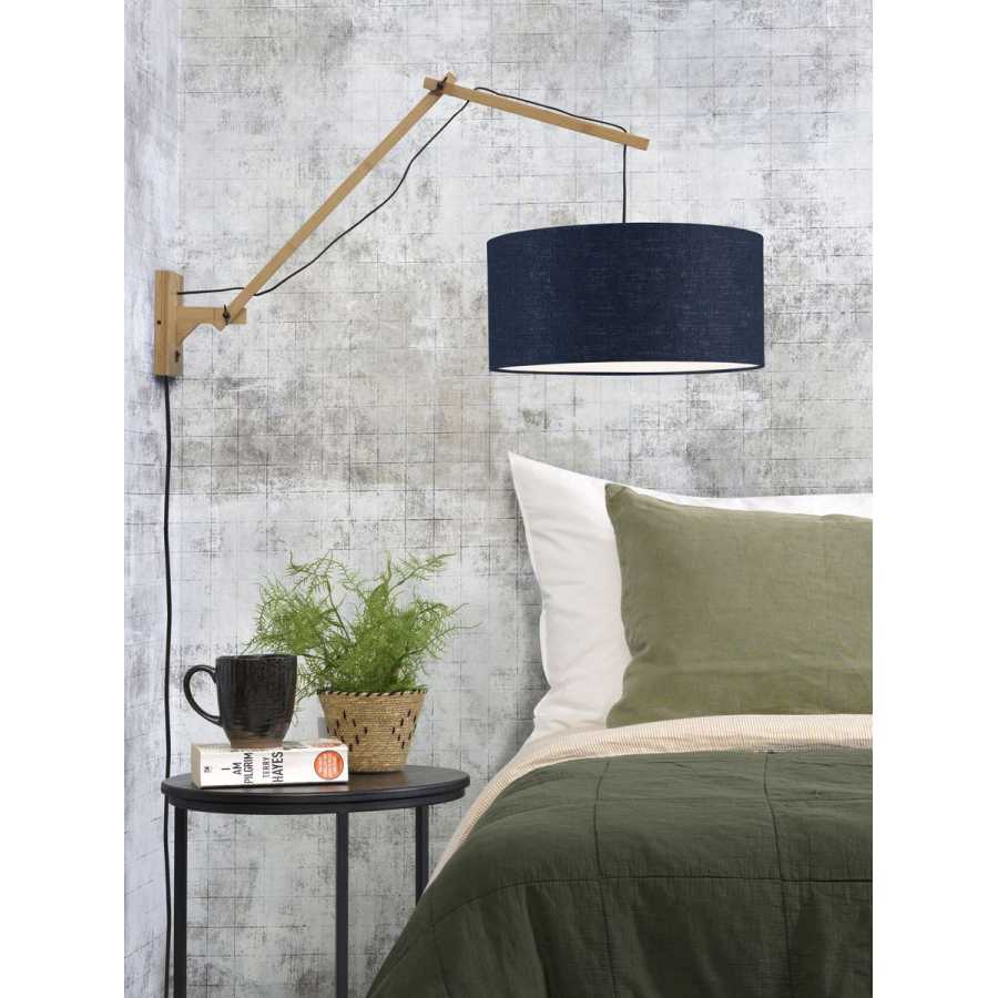 Good&Mojo Andes Long Arm Wall Light - Denim Blue & Natural - Large