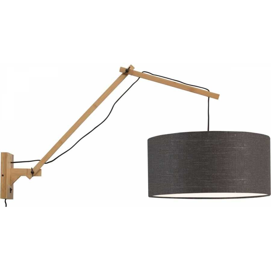 Good&Mojo Andes Long Arm Wall Light - Dark Grey & Natural - Large