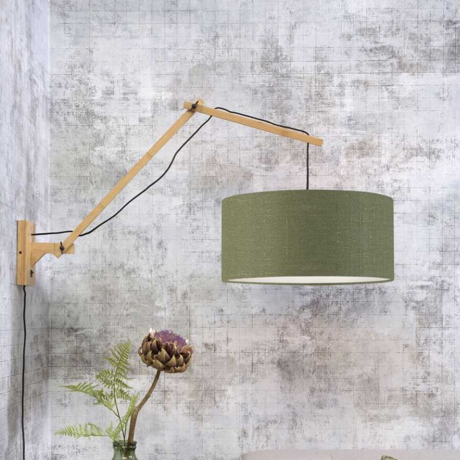 Good&Mojo Andes Long Arm Wall Light - Forest Green & Natural - Large