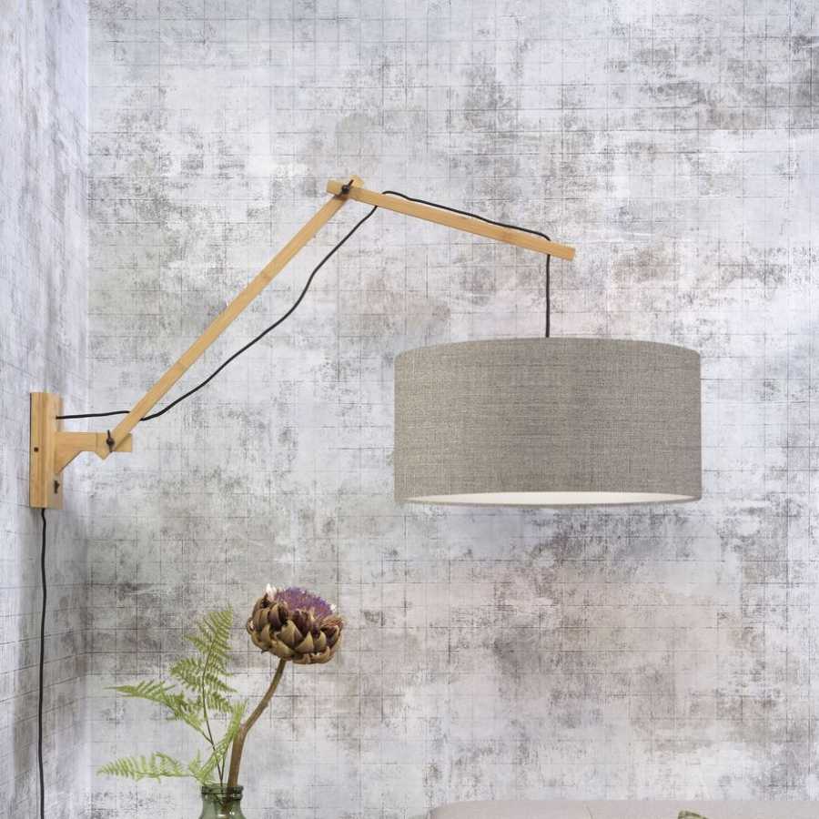 Good&Mojo Andes Long Arm Wall Light - Dark Linen & Natural - Large