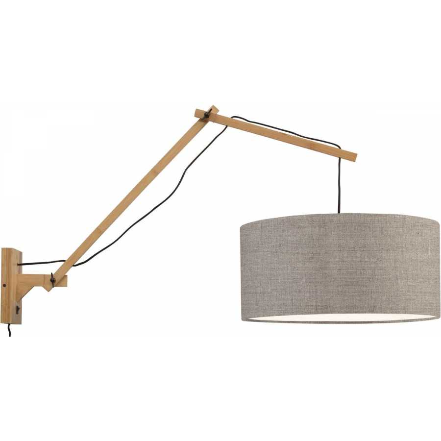 Good&Mojo Andes Long Arm Wall Light - Dark Linen & Natural - Large