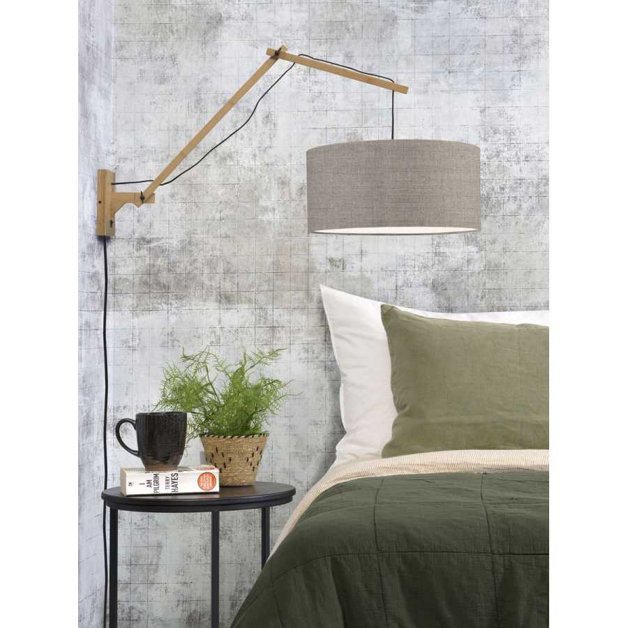 Good&Mojo Andes Long Arm Wall Light - Dark Linen & Natural - Large