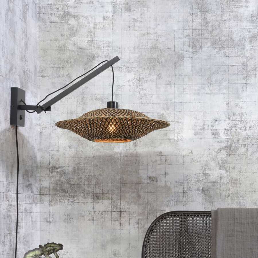 Good&Mojo Bali Hanging Wall Light - Black & Natural - Small