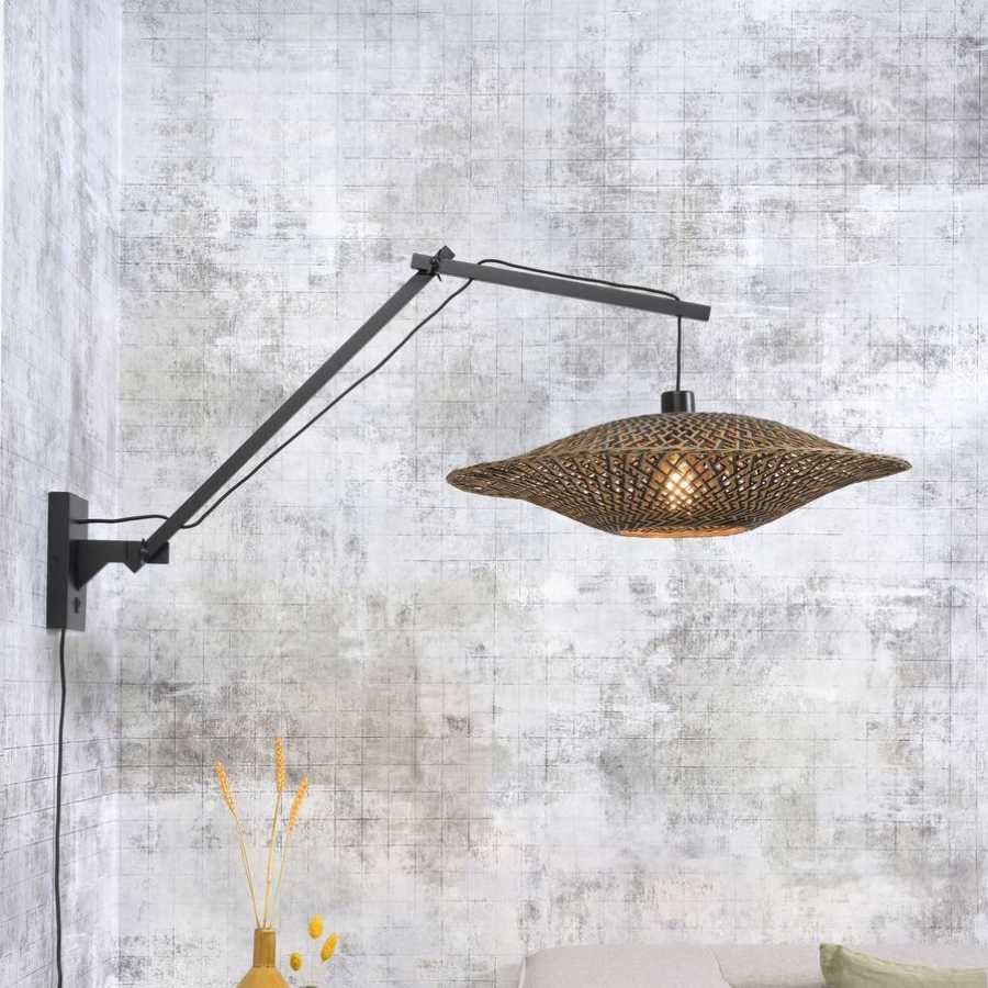 Good&Mojo Bali Hanging Wall Light - Black & Natural - Large