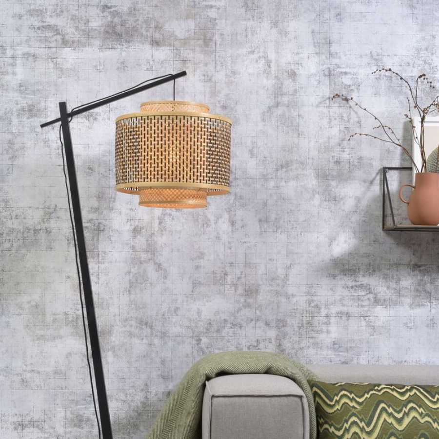 Good&Mojo Bhutan Hanging Floor Lamp - Black & Natural - Medium