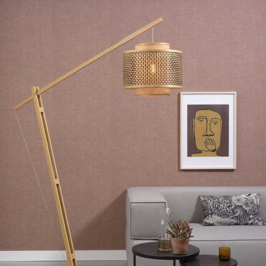 Good&Mojo Bhutan Long Arm Floor Lamp - Natural - Small