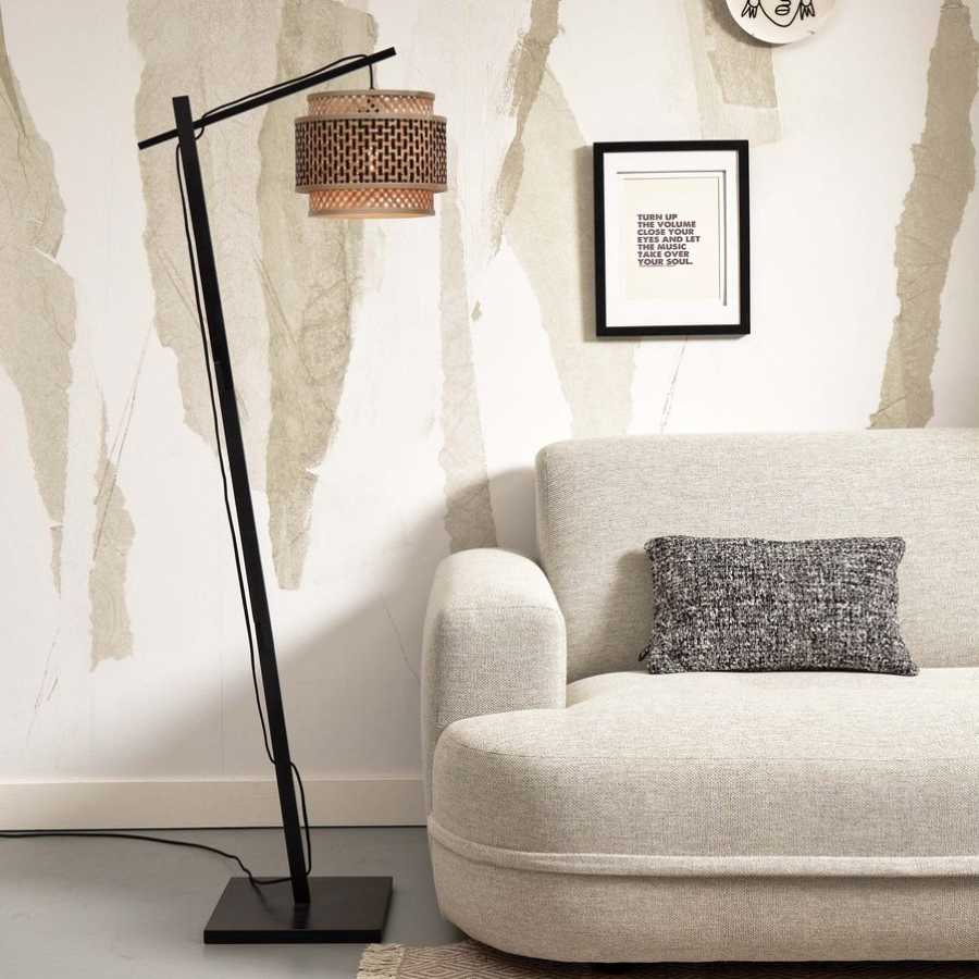 Good&Mojo Bhutan Hanging Floor Lamp - Black & Natural - Small