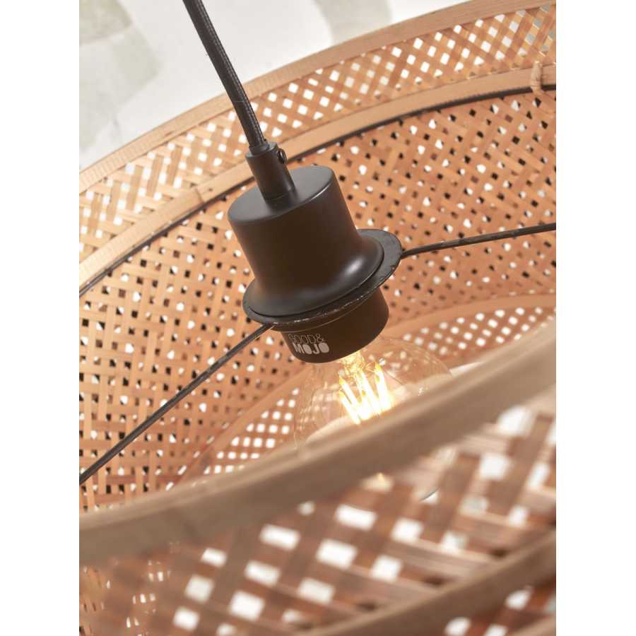 Good&Mojo Bhutan Hanging Floor Lamp - Black & Natural - Small