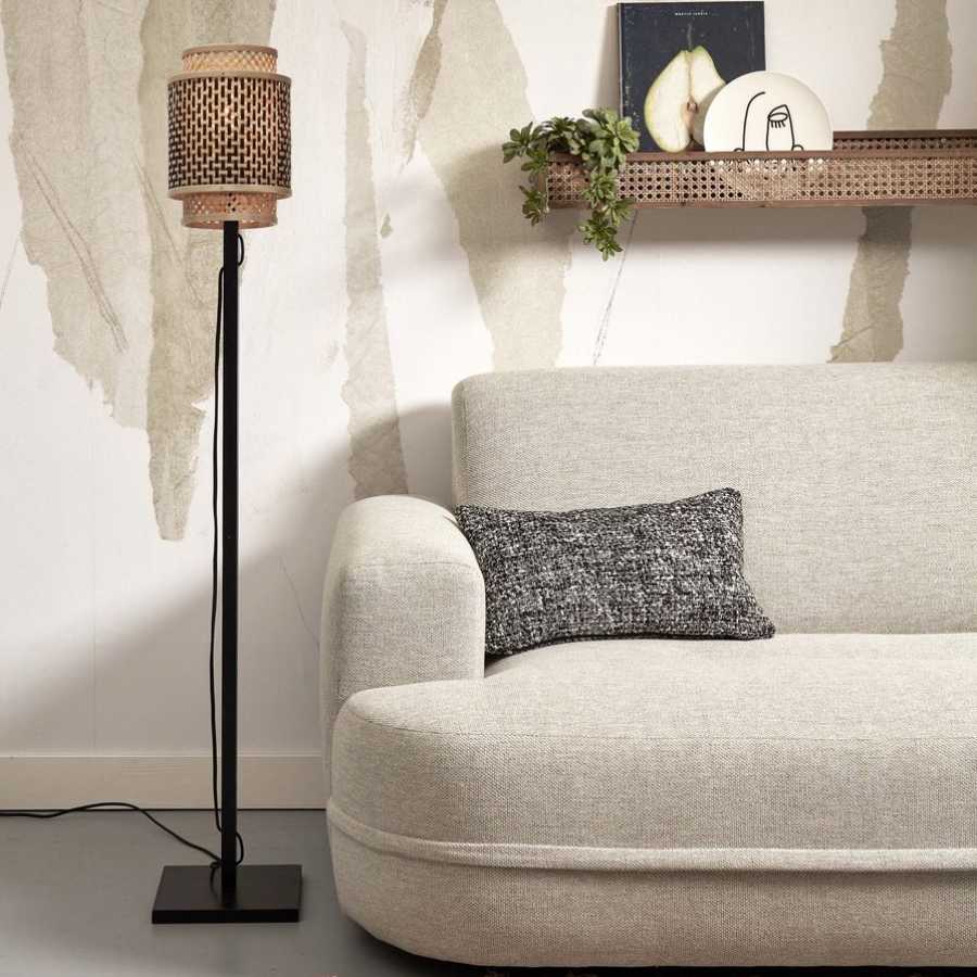 Good&Mojo Bhutan Floor Lamp - Black & Natural - Small