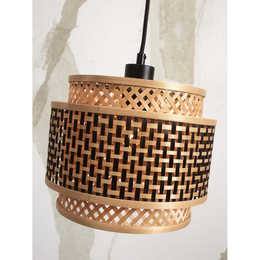 Good&Mojo Bhutan Round Pendant Light - Black & Natural - Small