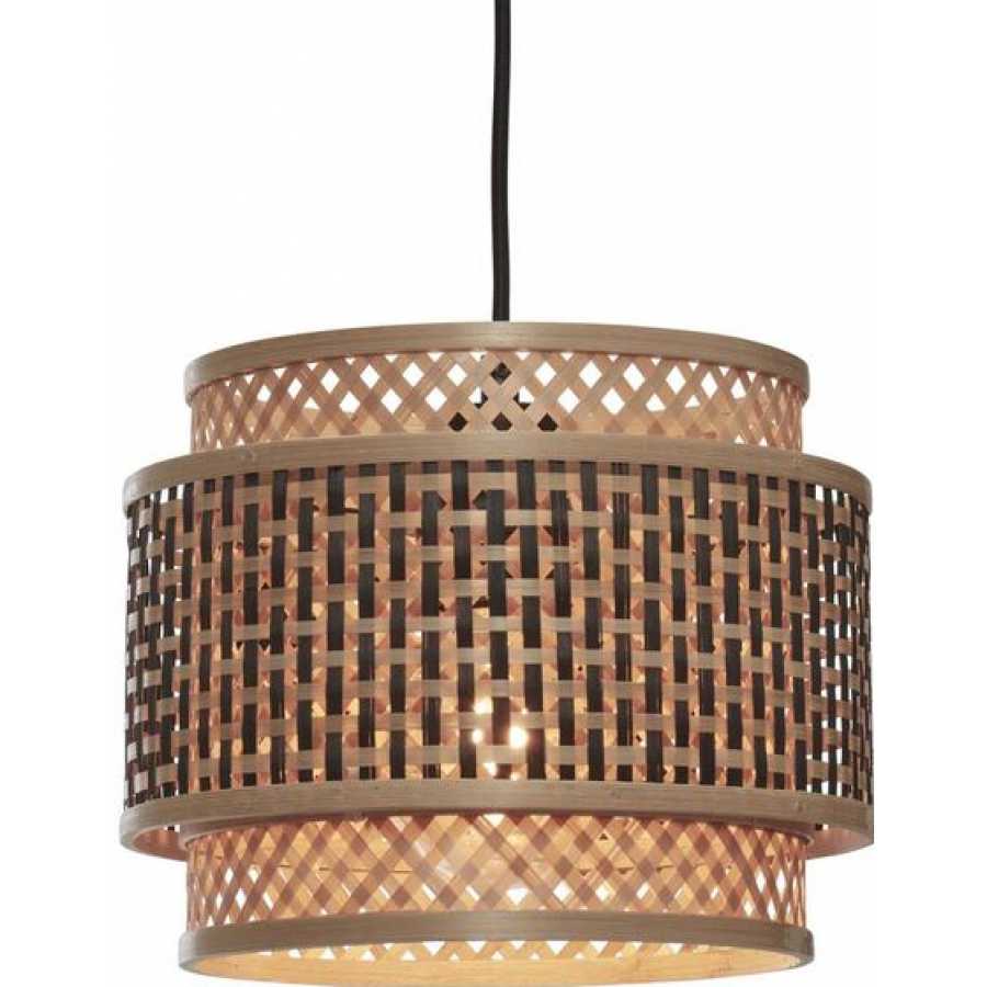 Good&Mojo Bhutan Round Pendant Light - Black & Natural - Small