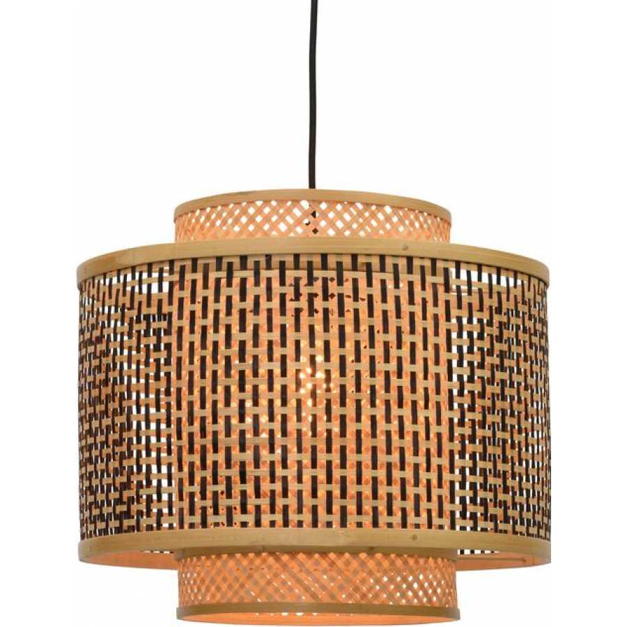 Good&Mojo Bhutan Round Pendant Light - Black & Natural - Medium