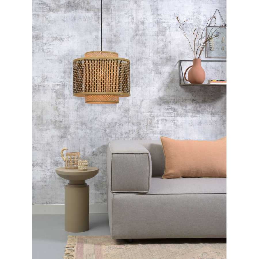 Good&Mojo Bhutan Round Pendant Light - Black & Natural - Medium