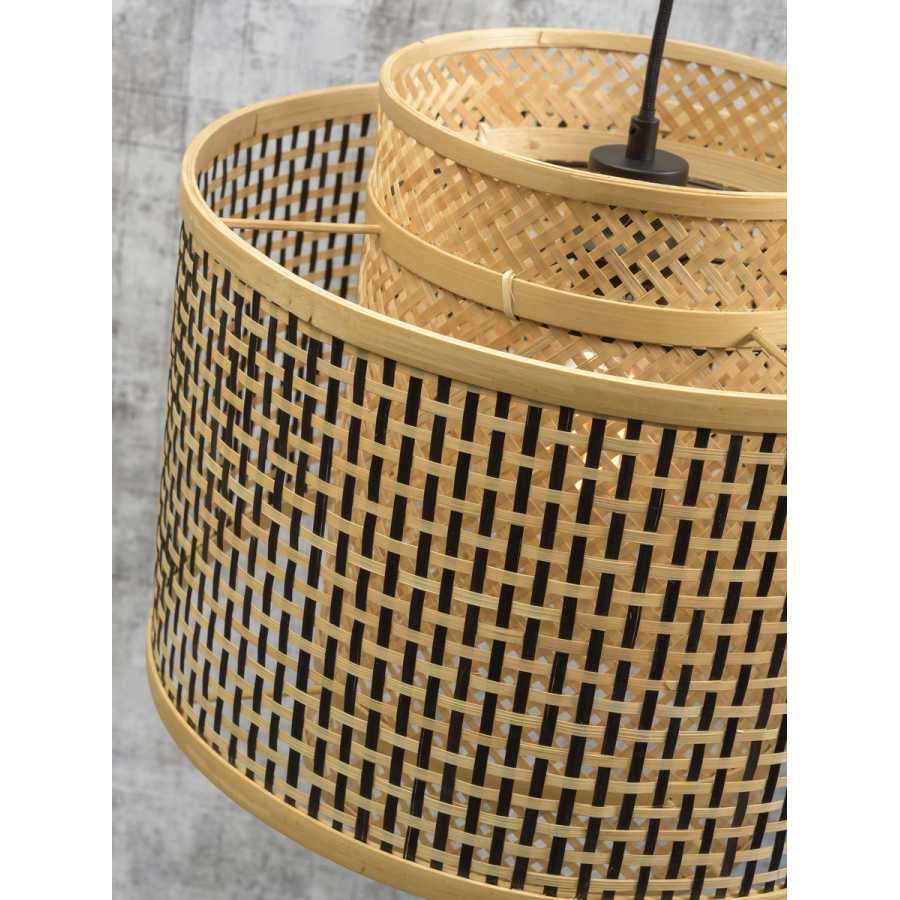 Good&Mojo Bhutan Round Pendant Light - Black & Natural - Medium