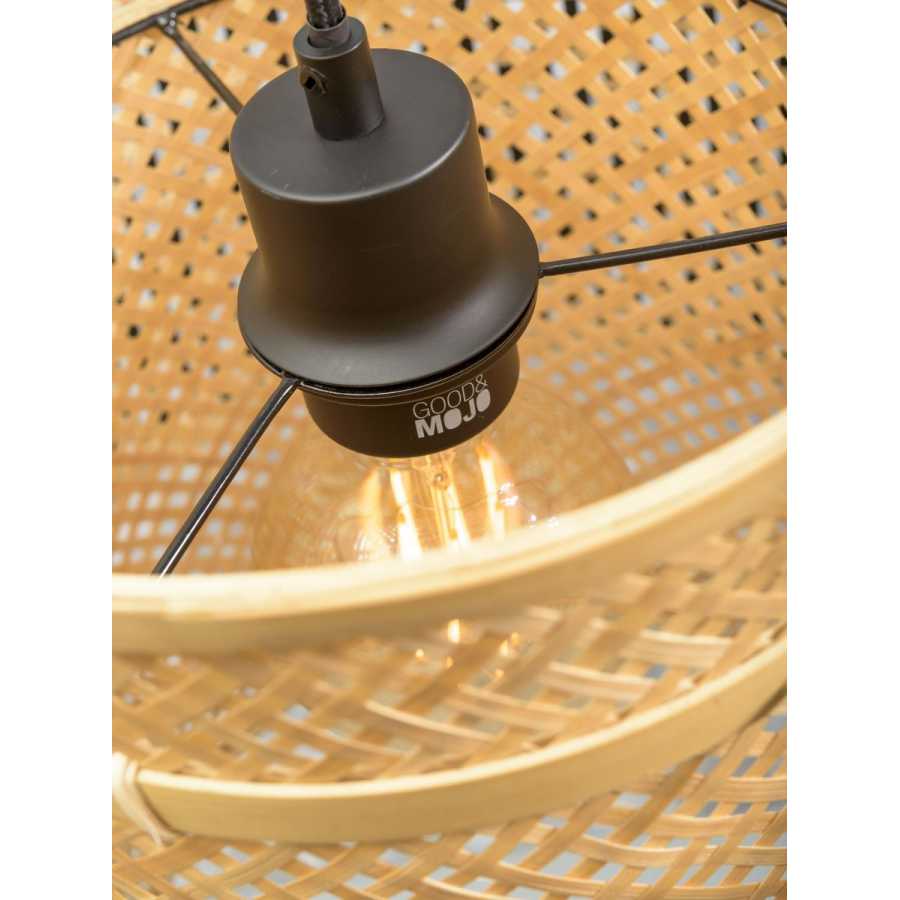 Good&Mojo Bhutan Round Pendant Light - Black & Natural - Large