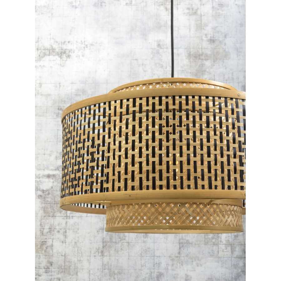 Good&Mojo Bhutan Round Pendant Light - Black & Natural - Large