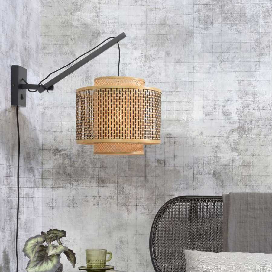 Good&Mojo Bhutan Hanging Wall Light - Black & Natural - Small