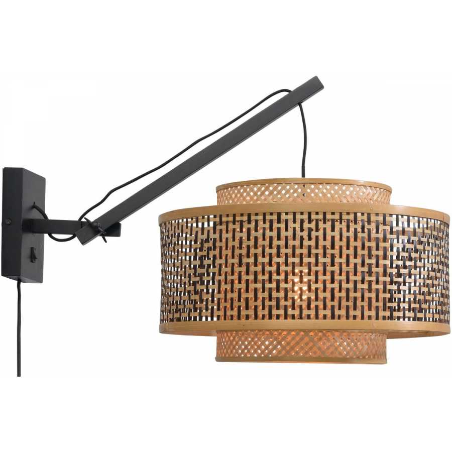 Good&Mojo Bhutan Hanging Wall Light - Black & Natural - Large