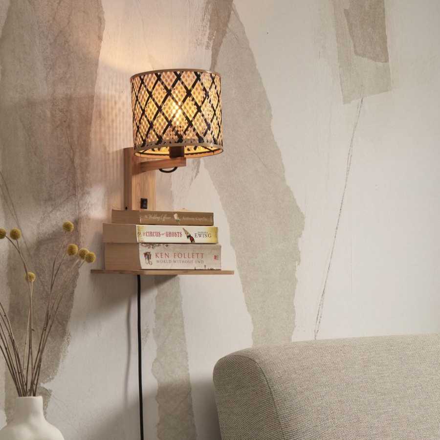 Good&Mojo Java Wall Light With Shelf - Black & Natural