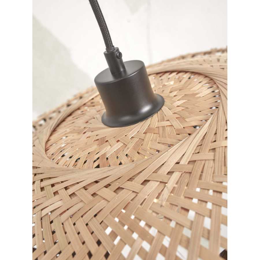 Good&Mojo Kalimantan Flat Pendant Light - Natural & Black - Small