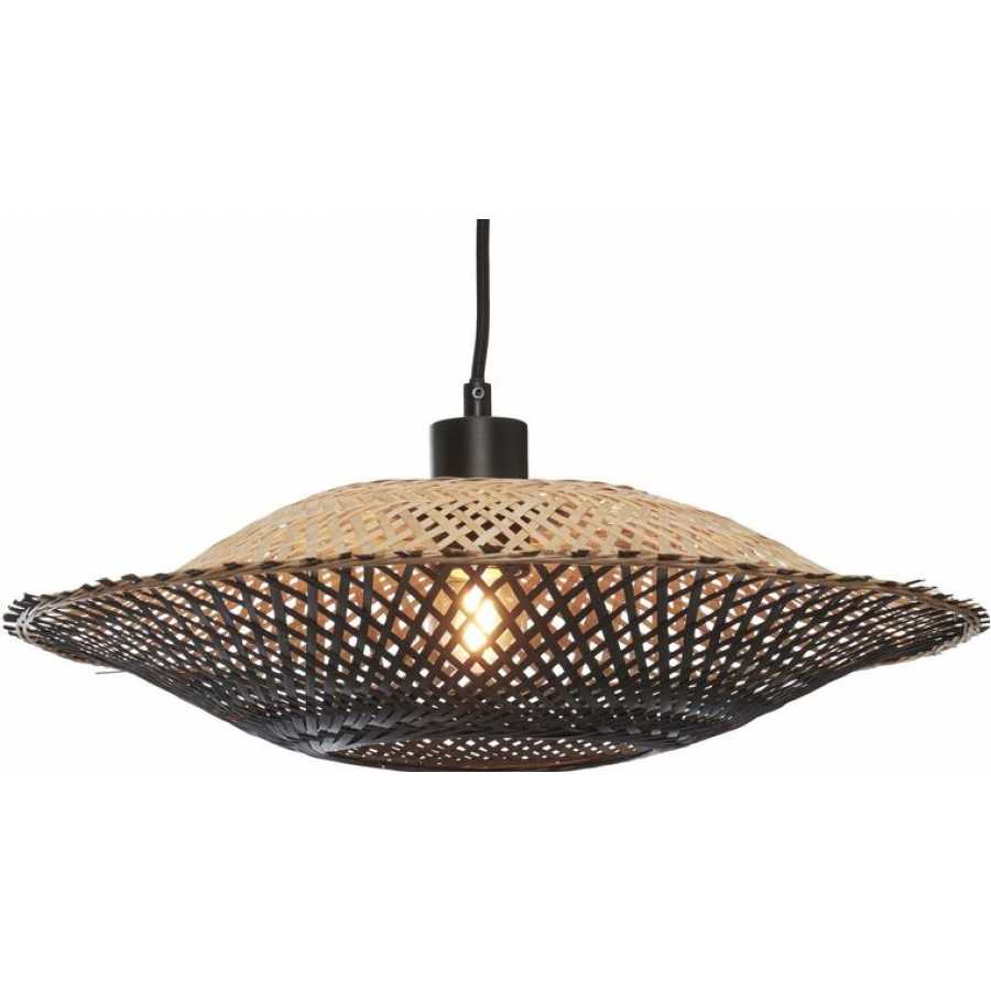 Good&Mojo Kalimantan Flat Pendant Light - Natural & Black - Small