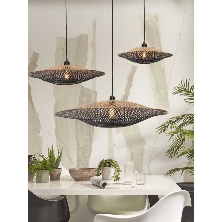 Good&Mojo Kalimantan Flat Pendant Light - Natural & Black - Small