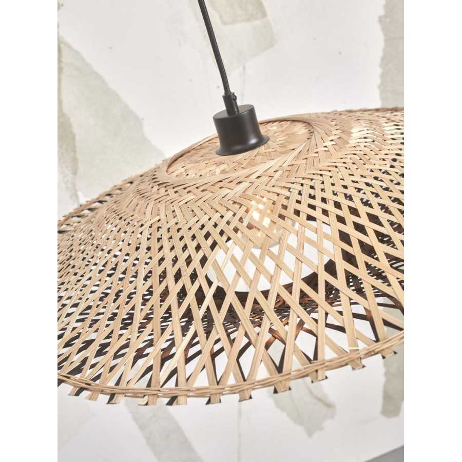 Good&Mojo Kalimantan Flat Pendant Light - Natural & Black - Medium