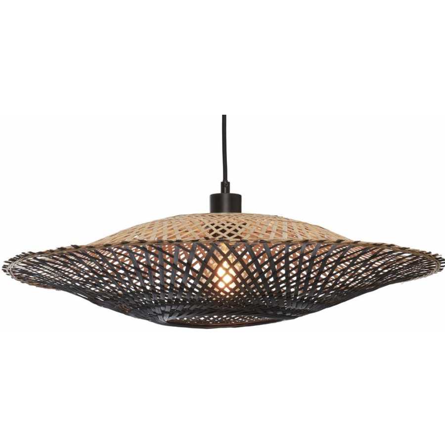 Good&Mojo Kalimantan Flat Pendant Light - Natural & Black - Medium