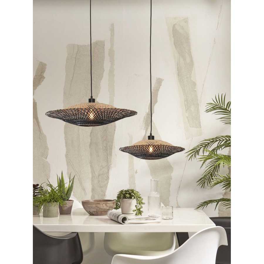 Good&Mojo Kalimantan Flat Pendant Light - Natural & Black - Medium