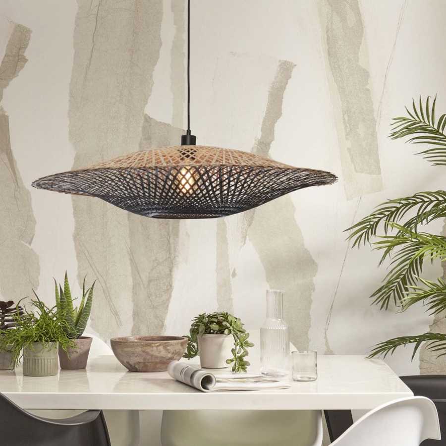 Good&Mojo Kalimantan Flat Pendant Light - Natural & Black - Large