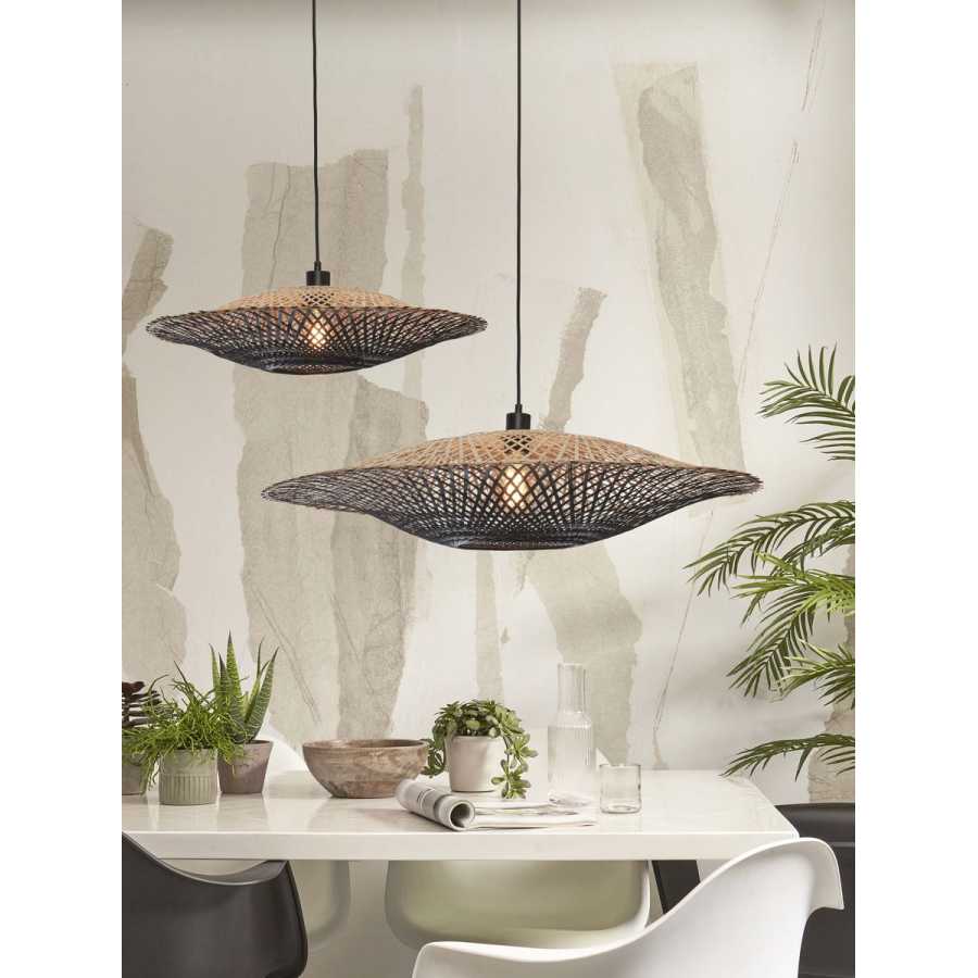 Good&Mojo Kalimantan Flat Pendant Light - Natural & Black - Large