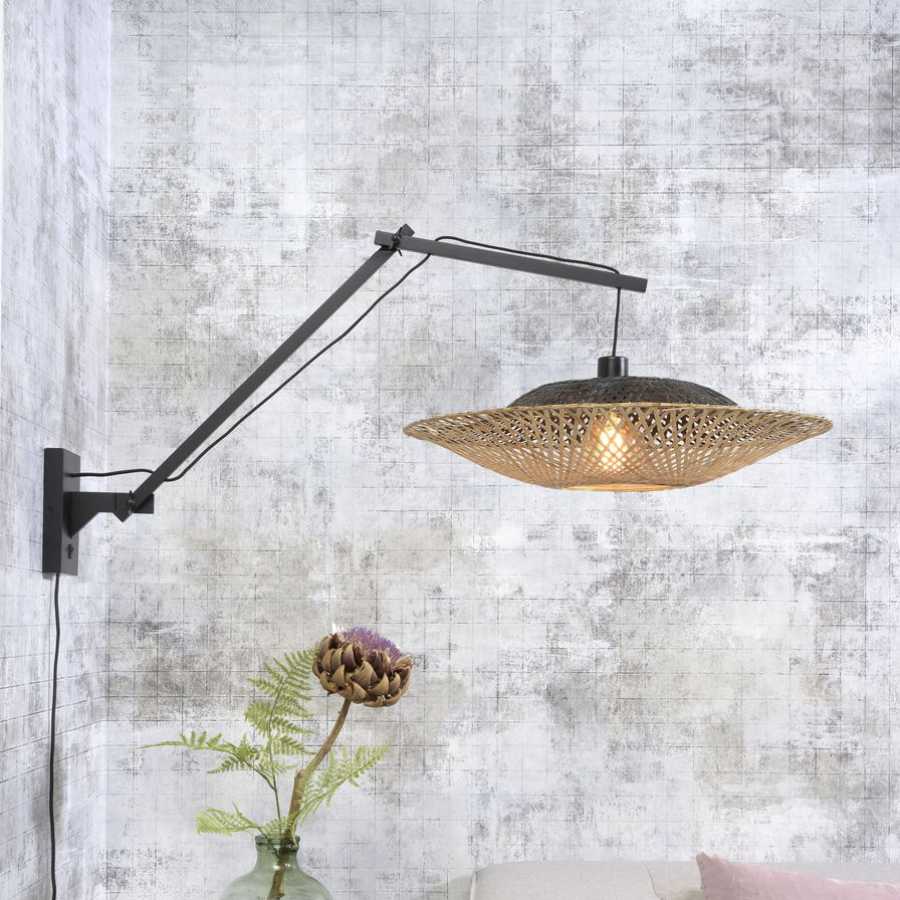 Good&Mojo Kalimantan Long Arm Wall Light - Black & Natural - Small