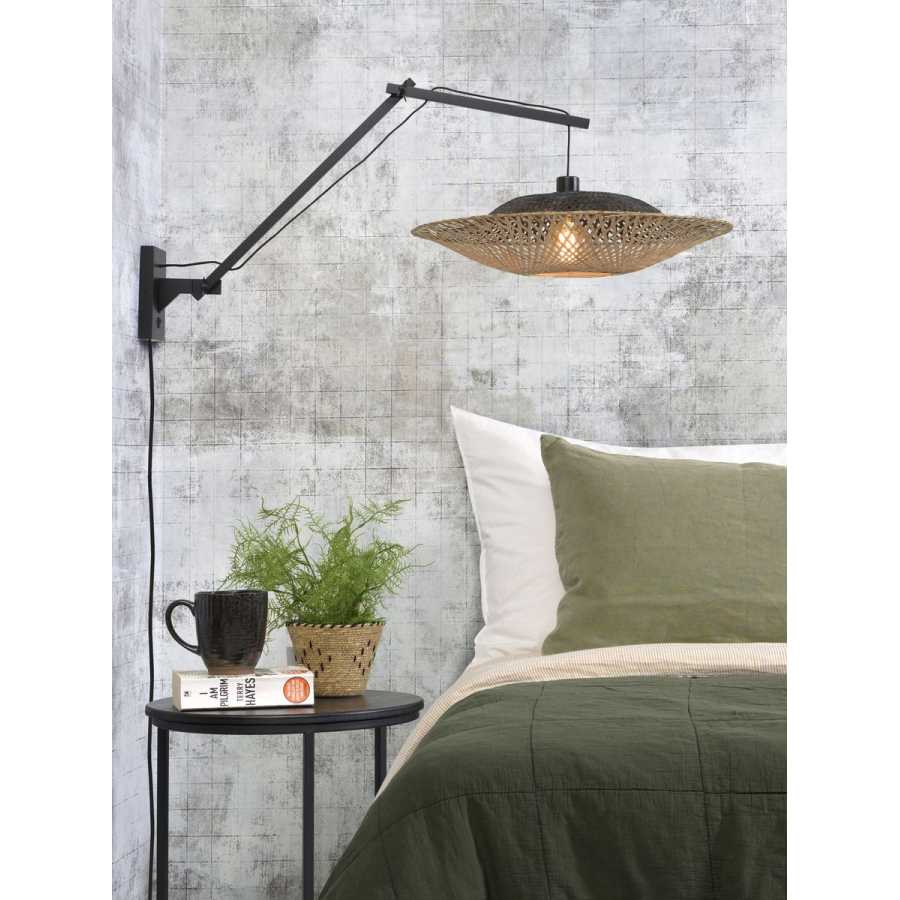 Good&Mojo Kalimantan Long Arm Wall Light - Black & Natural - Small