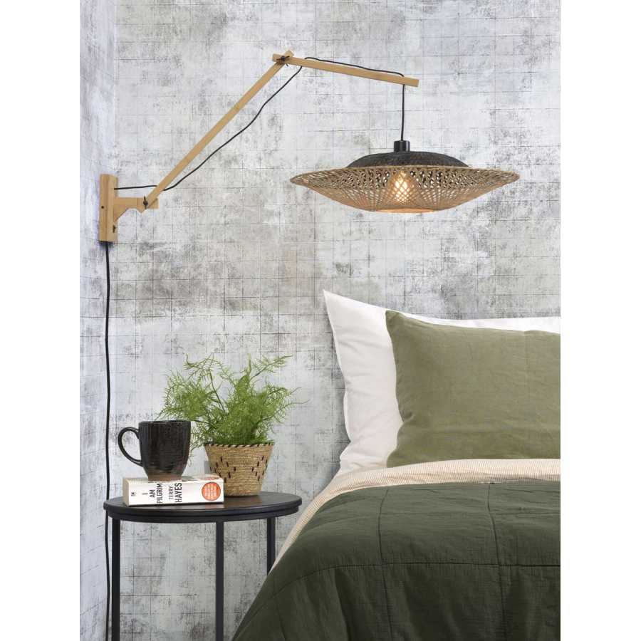 Good&Mojo Kalimantan Long Arm Wall Light - Black & Natural - Large