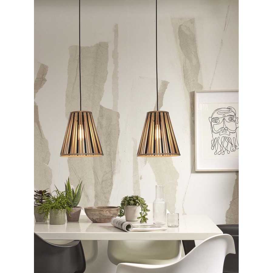 Good&Mojo Merapi Cone Pendant Light - Black & Natural - Small