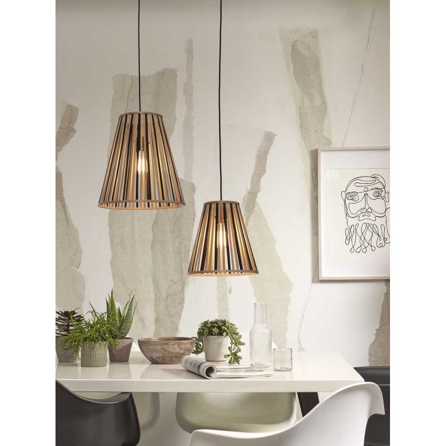 Good&Mojo Merapi Cone Pendant Light - Black & Natural - Small